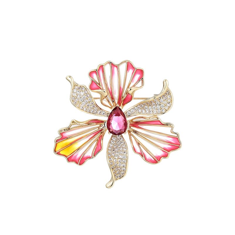 Image of Flower Brooch Pin Gold-Plated Enamel Brooch Lapel Pins Flower Jewelry for Women