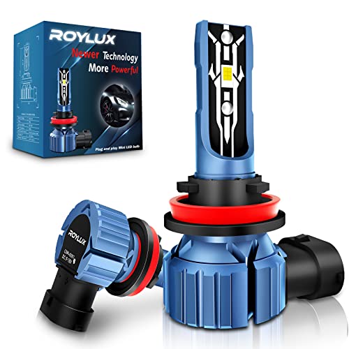 ROYLUX H11 LED Fog Light Bulbs, 15000LM Per Set 6000K 350% Brighter than Halogen Automotive Grade CSP LED Chips H8 H16 H11 Fog Light Bulb Replacement, Play and Plug, Pack of 2