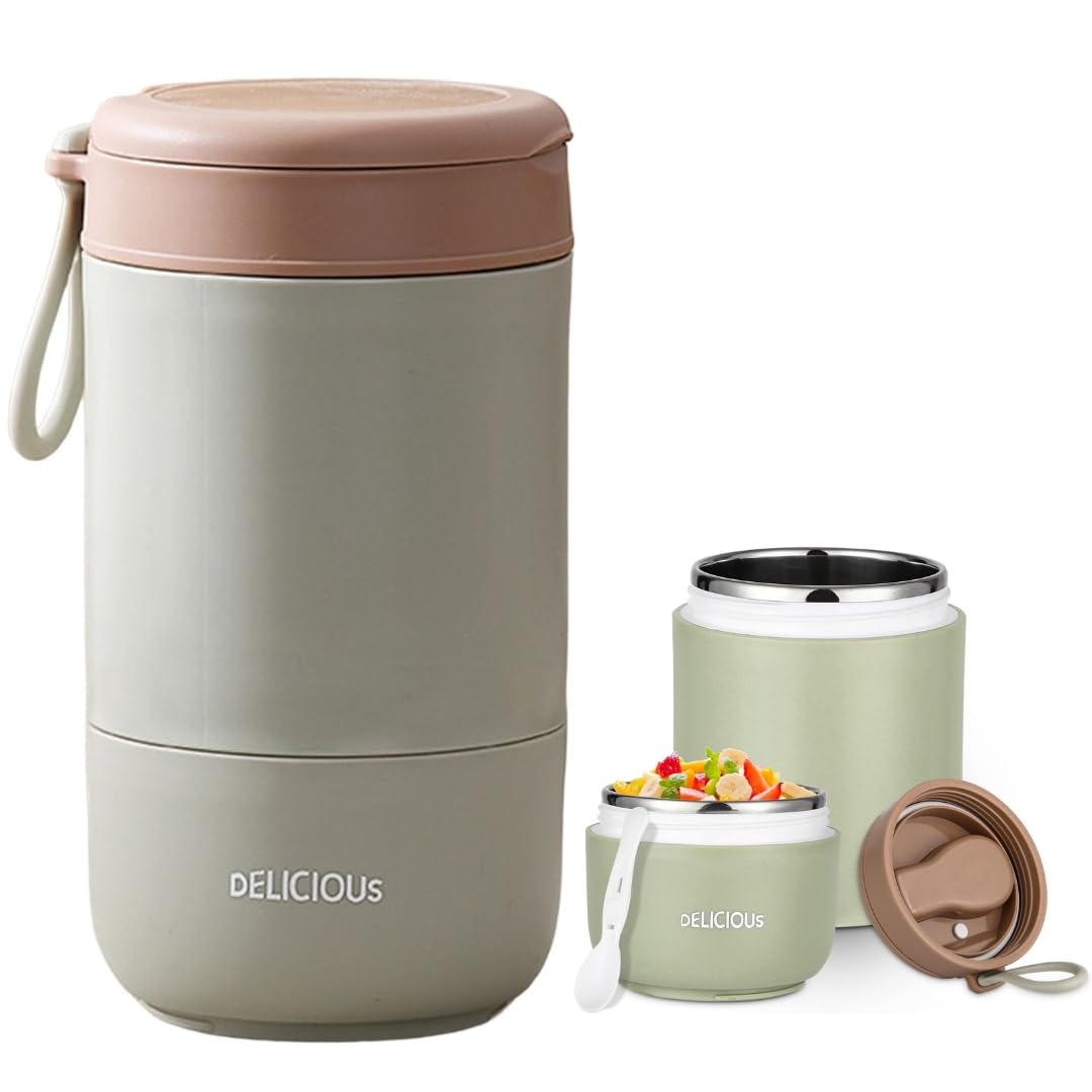 Insulated Lunch Jar with Spoon - Hot & Cold Food Container -13