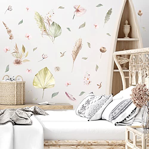 Palm Leaves Wall Decals Large Boho Leaf Wall Stickers Tropical Plant Palm Leaf Wall Stickers Tree Leaf Wall Stickers Removable Palm Leaves Wall Stickers For Bedroom Living Room Nursery Decor #TOP6