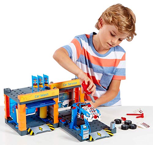Theo Klein 8015 Hot Wheels Service Station, Autowerkstatt mit Hebebühne und Waschstraße, inklusive Auto und Werkzeug für… – Bild 6