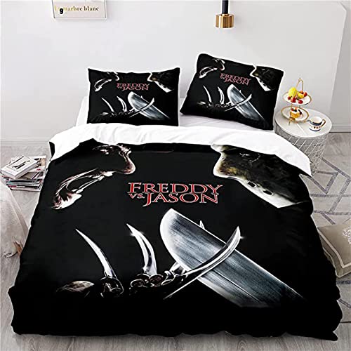BOKAQI Juego De Ropa De Cama, Funda Nórdica Y Funda De Almohada De Microfibra, Ropa De Cama De Tres Piezas con Estampado Digital 3D Curse of Michael Myers