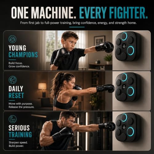 Image of 2026 Intelligent Music Boxing Machine for Adults,Black Music Workout Machine with Smart Display Screen Punching Machine, Electronic Boxing Trainer with Boxing Gloves, for Home Indoor and Gym Exercise