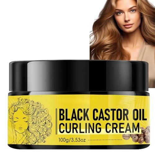 100ML Black Castor Oil Curling Cream&Curl Gel,Hair Styling Cream for Cur/ly Hair&Wavy Hair,Lightweight Hair Moisturiser&Conditioner Ideal for Dry Hair,Non-Greasy Hair Gloss Treatment for Men&Women