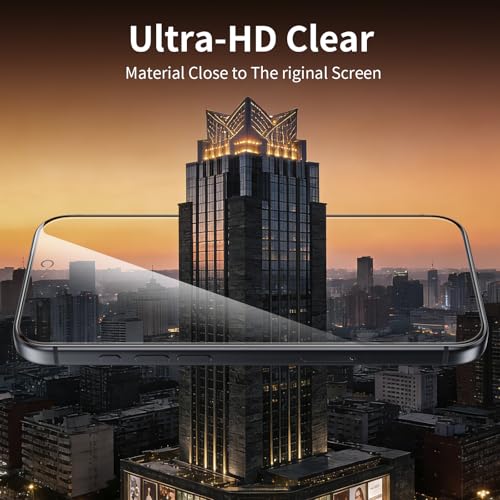 Image of 2 Pack for iPhone 15 Screen Protector, 9H+ Hardness Tempered Glass Full Edge Coverage, Military-Grade Shatter Protection, HD Clear & Sensitive Touch, Easy Installation
