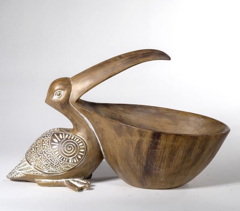 Pélican statue vide poche 30cm : objet de décoration bord de mer original