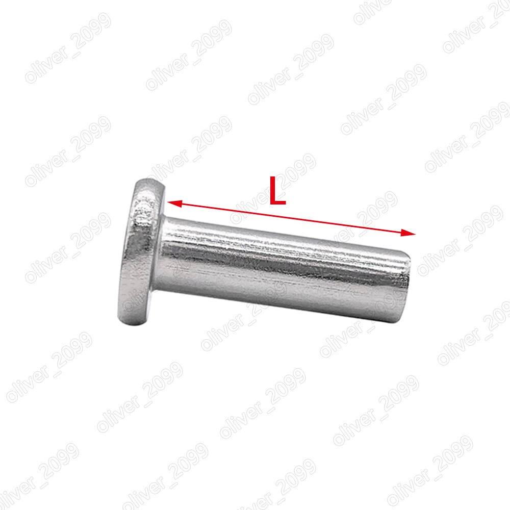 304 Stainless Steel Flat Head Rivets M2.0/M2.5/M3/M4/M5/M6/M8 (M3 x 35mm, 100pcs)