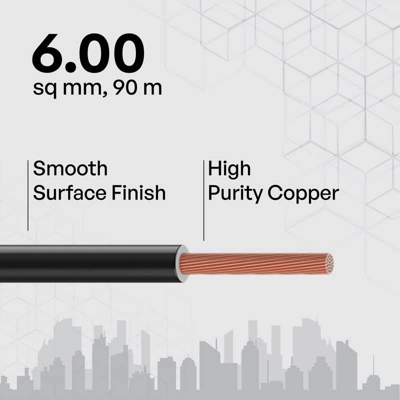 Image of Etira 6sqmm 90M coil | Flame Retardant | 99.97% high purity copper | PVC insulated housewire [Black]