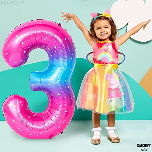Image of KatchOn, Rainbow 40 Inch 3 Balloon - Pink Blue | 3rd Birthday Decorations | Unicorn Party