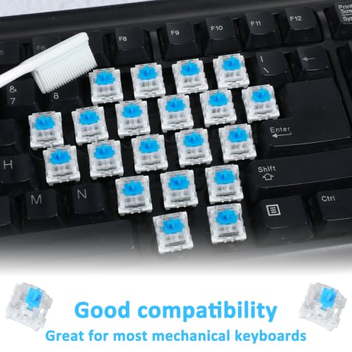 Image of 87 Pieces Blue Mechanical Keyboard Switches, 3 Pin Pre-Lubricated Clicky Key Switches, Dustproof and Waterproof Keyboard Accessories for Mechanical Gaming Keyboard