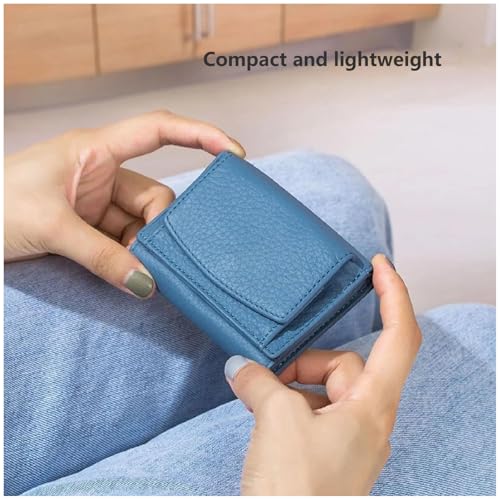 Genuine Leather RFID Blocking Card Holder Organizer Pocket Mini Wallet, 2024 New Preliminary Wallet With Coin Pouch, Womens Genuine Leather Wallet, for Family Folding Mini Wallet (E-Purple)3