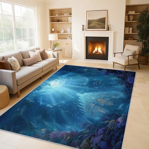 Tapis monde sous-marin lavable en machine et antidérapant - 2