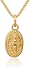 IceCarats 14K Solid Yellow Gold Our Lady of Miraculous Medal Blessed Virgin Mary Necklace Chain Pendant Charm