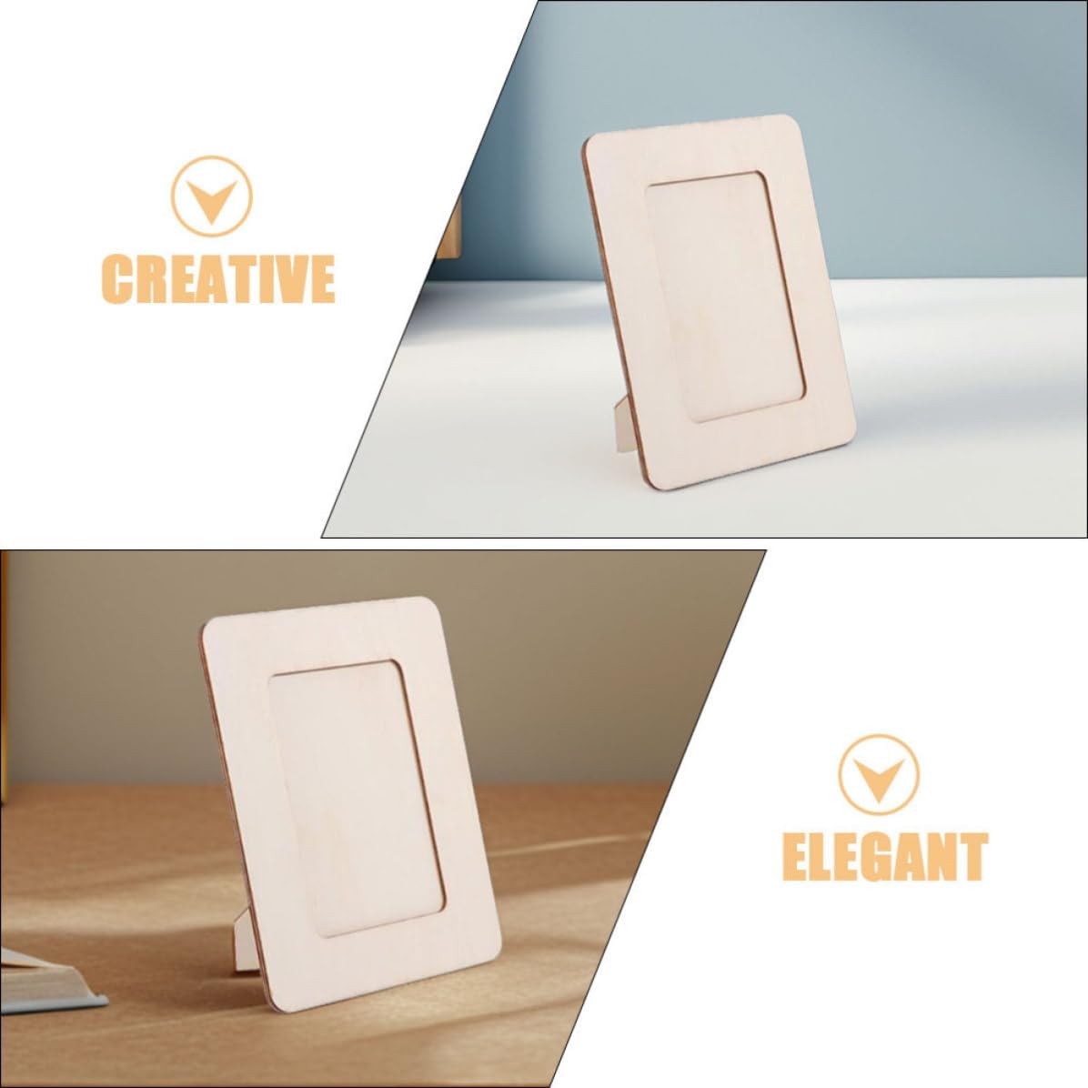 Cabilock Tabletop Wooden Picture Frames 2pcs with Stand for DIY Crafts