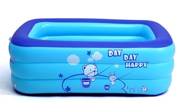 inflatable pool inflatable family swimming pool rectangular paddling swimming pool inflatable adult pool swimming center paddling pool Color Blue, Size 120*72*37cm