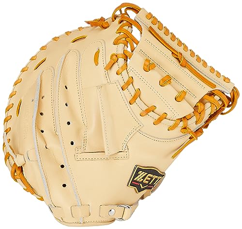 ZETT BPROCMP320 Hard Baseball Catcher Mitt, Prostatus, for Catchers, Right Throw, Pastel Brown x Oak Brown