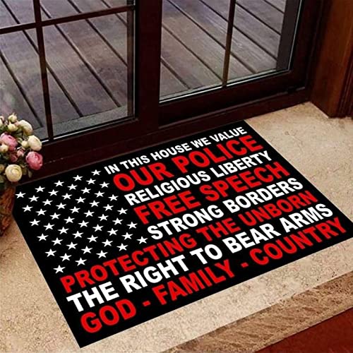 NA Paillasson Interieur Thin This House We Value Police Doormat Support Police Law Enforcement Unique Doormat Sayings Decoration Maison
