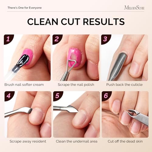 Image of Melodysusie 3Pcs Cuticle Trimmer Set, with Dual-Ended Cuticle Pusher and Cuticle Remover, Stainless Steel Nail Cuticle Nipper Set, Pedicure Manicure Tools for Home Salon