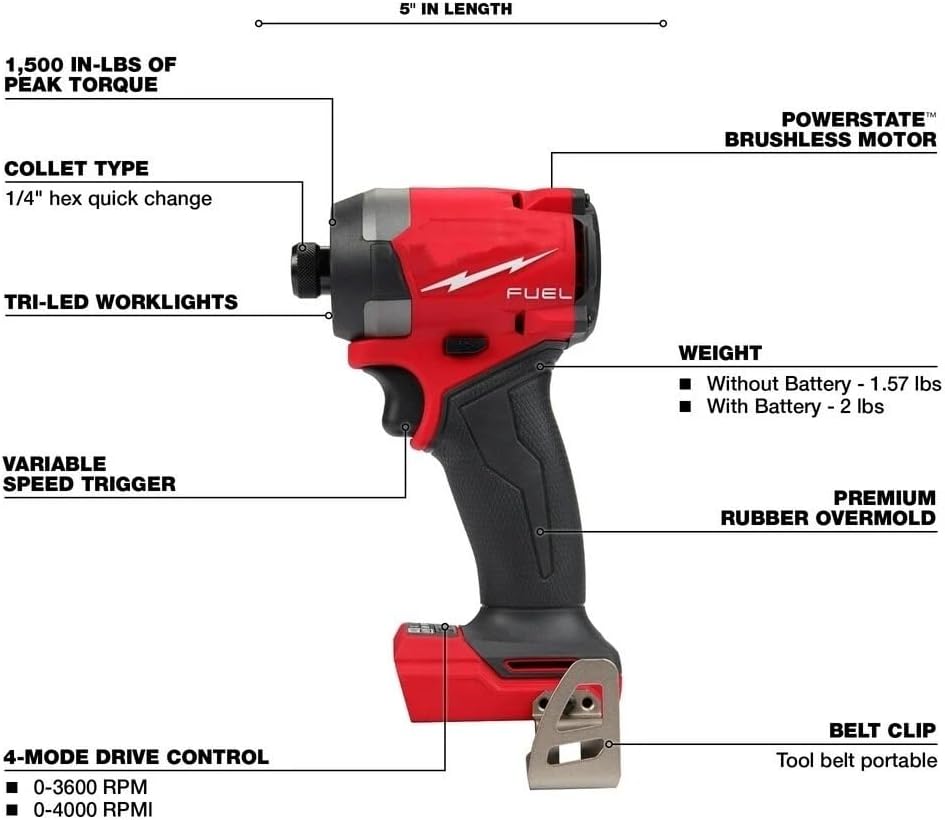 New 2953-20 Power Impact Drivers for Milwaukee FUEL 18V Brushless Cordless 1/4" Hex Impact Driver - Bare Tool