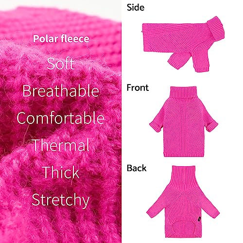 Image of Fitwarm Valentines Dog Turtleneck Sweater, Dog Winter Clothes for Small Dogs Girl, Knitted Pet Coat, Cat Outfit, Hot Pink, XS