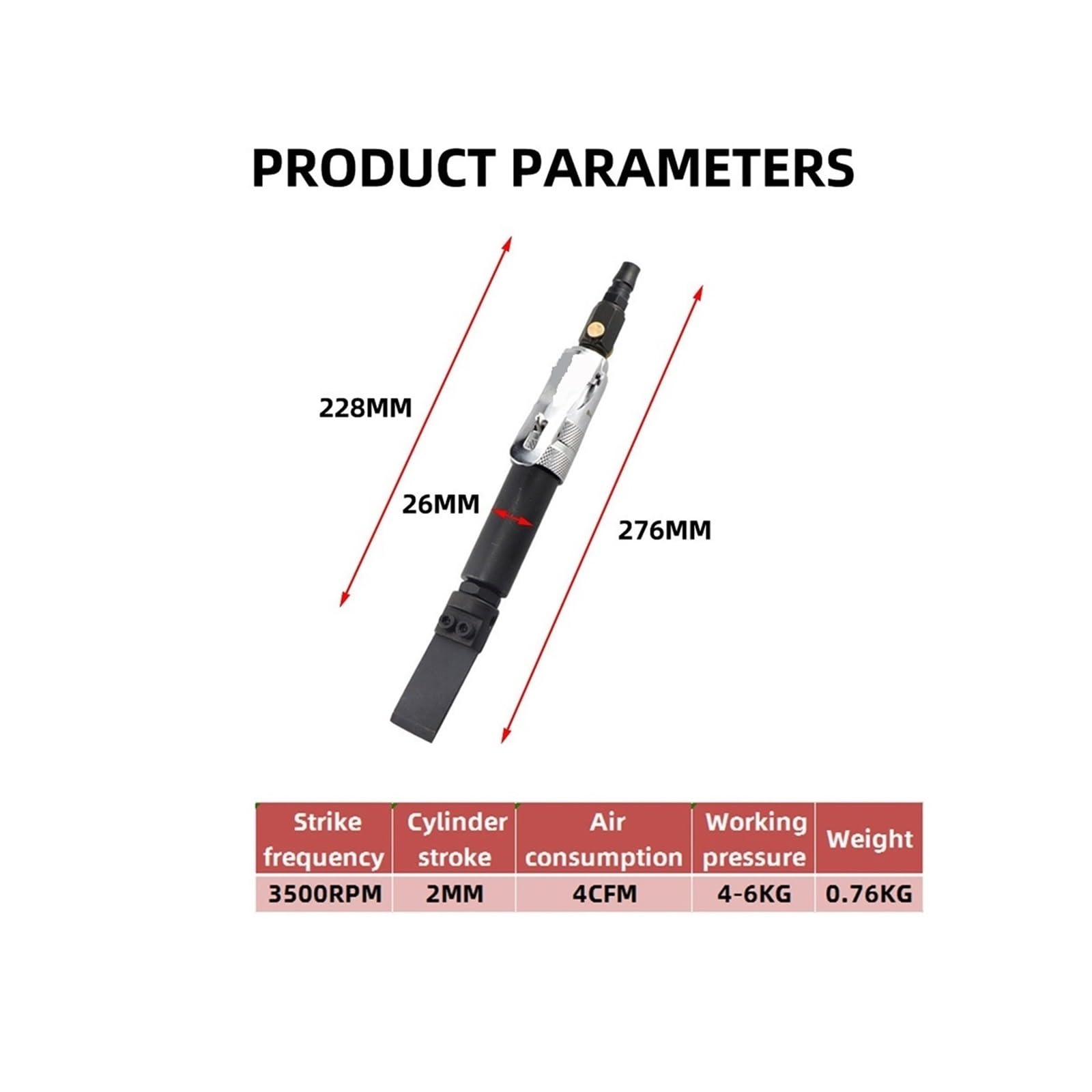 Burin pneumatique Micro Pneumatique Lame Pneumatique Grattoir Tête Amovible Droite Dérouillage Machine Ciseau Pneumatique