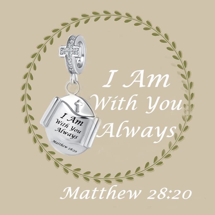 Religious Cross Charm Prayer Bible Christian Keep Faith Dangle Bead for Women Pandora Bracelets2