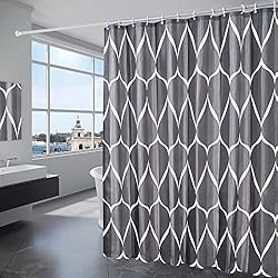 Cortinas De Baño Bricomart GRICOL Cortina de Ducha Impermeable Cortina de Baño Poliéster Cortina Bañera con 12 Ganchos para Ducha y Baño 180x200CM Negro
