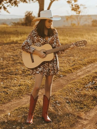 Image of Western Cowboy Boots for Women Knee High Cowgirl Boots with Classic Embroidered, Pointed Toe Chunky Heel Fashion Retro Classic Pull On Tall Boot Women Fall Winter