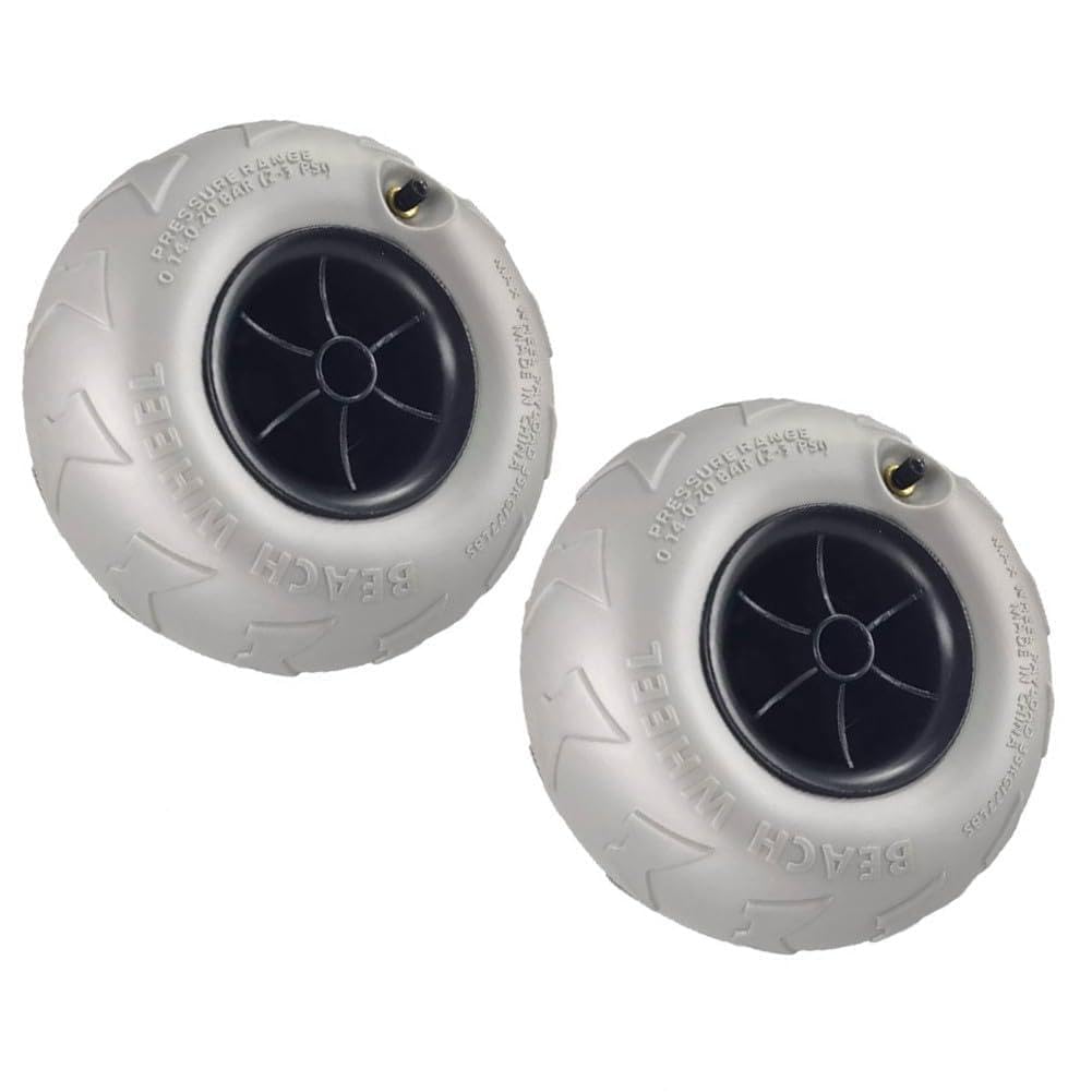 Koła do balonów plażowych 205 mm x 115 mm do wózka kajakowego, wózka kajakowego i wózka kempingowego, opony piaskowe z PCW z otworem na oś 8,5 mm, 2 szt., szare