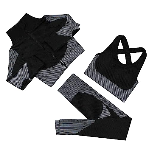 Costume de yoga anti-transpiration 3 pièces avec hauts de fitness blancs