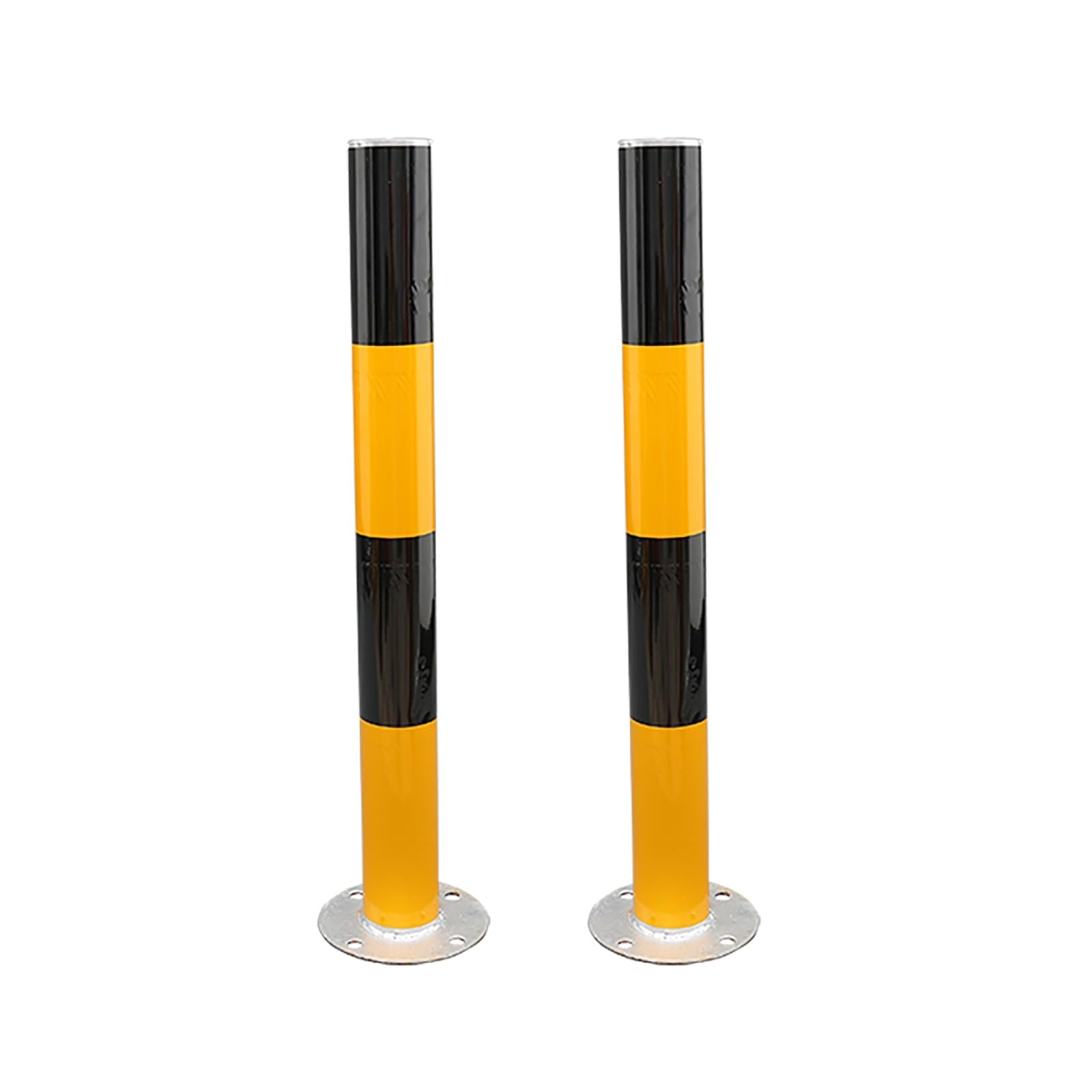 SGKOMN High Visibility Metal Safety Bollards with Reflective Strips - Traffic Barrier Posts for Driveways, Parking Lots, and Sensitive Areas, 2pcs-Yellow-750mm/29.5in