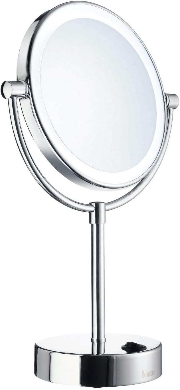 Smedbo FK474E Led Dual Lighted/2 Sided 5X Magnification and Normal Make-Up Mirror, Polished Chrome