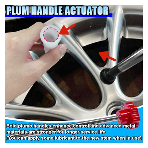 Image of Tire Valve Stem Core Quickly Replacement Tool Kit, Quick Change Stem Removal Tool with 4-Way Valve Tool & 5 TR413 Valves for Replacing Leaky Valves, Tire Valve Tool for Car Truck Motorcycle (Red)