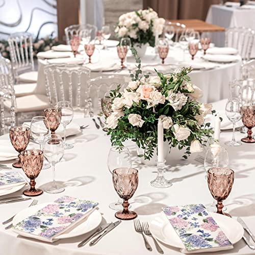 Hotop 200 Pack Hydrangea Paper Napkins Purple Floral Butterfly Disposable Hand Towels 2 Ply Decorative Guest Dinner Napkins Bulk for Home Bathroom Wedding Birthday Easter Spring Tea Party Supplies