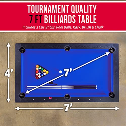 Image of GoSports 7 ft Pool Tables with Wood Finish - Choose Your Style - Modern Billiards Table with 2 Cue Sticks, Balls, Rack, Felt Brush and Chalk
