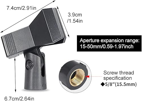 Miniatura 4 de 2 clips de micrófono, soporte de clip de micrófono ajustable para soporte de micrófono, abrazadera de soporte de micrófono para micrófonos de mano