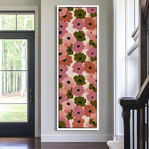 Tableau abstrait vertical allongé grand format toile 50x150