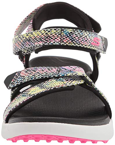 Skechers Women's 600 Spikeless Golf Sandal, Black/Multi Snake Print, 8