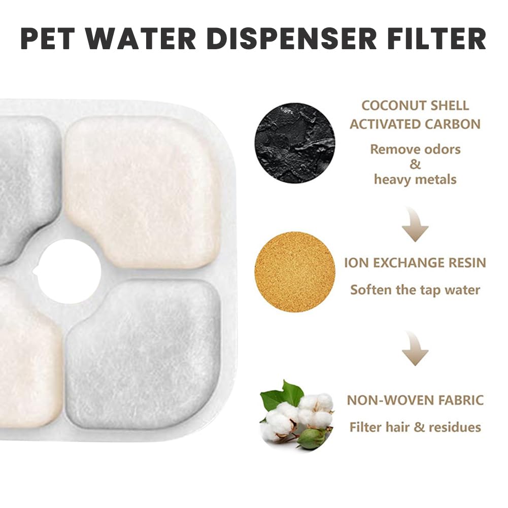 12 Pack Cat Water Fountain Filter, Water Fountain Filter Replacement, Pet Drinking Fountains with 3 Pump Tubes - Image 3