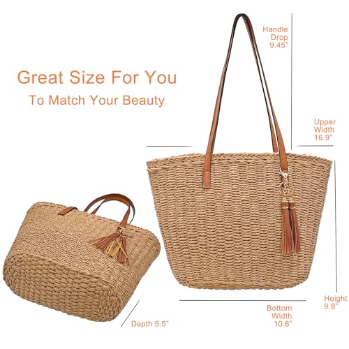 Bolso Tote de Paja para Mujer con Flecos miniatura 5