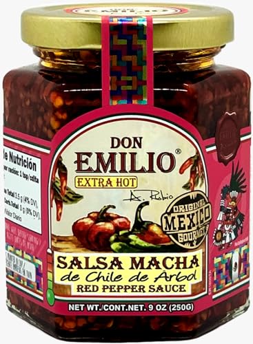 Don Emilio Hot Chili Salsa Macha (9 oz) (Pack of 1) | Keto, Vegan | Crisp, Tingly | Spicy, Savory |...