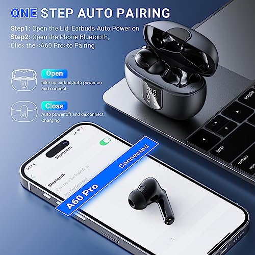 Auriculares-InalambricosAuriculares-Bluetooth-53-in-Ear-con-4-HD-Microfono-2023-Cascos-Inalambricos-HiFi-Estereo-con-Cancelacion-de-Ruido-ENC-Pantalla-LED42-Horas-de-ReproduccionIPX7-Impermeable