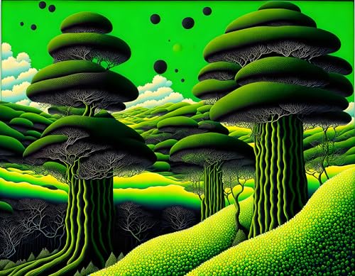 Impression sur toile paysage noir et vert citron sans cadre déco maison 50x70 cm
