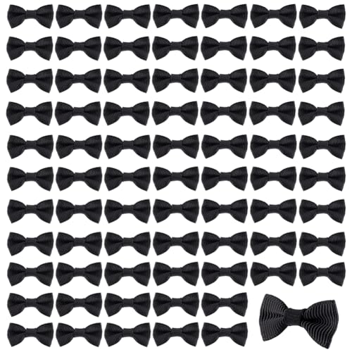 PH PandaHall 120pcs Petits Noeuds Papillon Gros-grain, Noir Embellissement de Mini Nœuds Papillon Arcs à Cheveux Tissés à la Main pour Pinces à Cheveux...