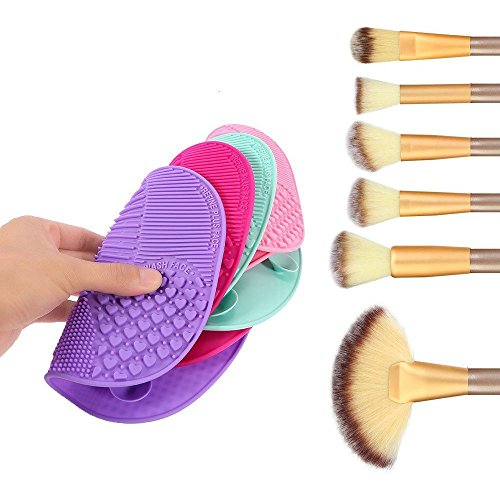 Ranphykx Silicon Makeup Brush Cleaning Mat Makeup Brush Cleaner Pad Cosmetic Brush Cleaning Mat Portable Washing Tool Scrubber with Suction Cup - Thumbnail 4