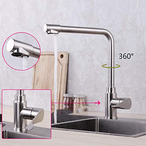 Robinet pour évier en acier inoxydable brossé avec rotation 360