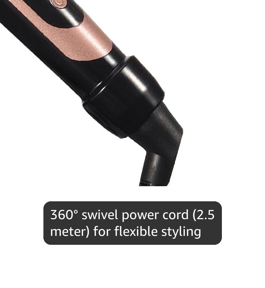 Lanvier 1.25 Inch Clipped Curling Iron with Extra Long Tourmaline Ceramic Barrel, Professional Hair Curler up to 450°F Dual Voltage for Traveling, Hair Waving Style Tool for Girls & Women-Rose Gold