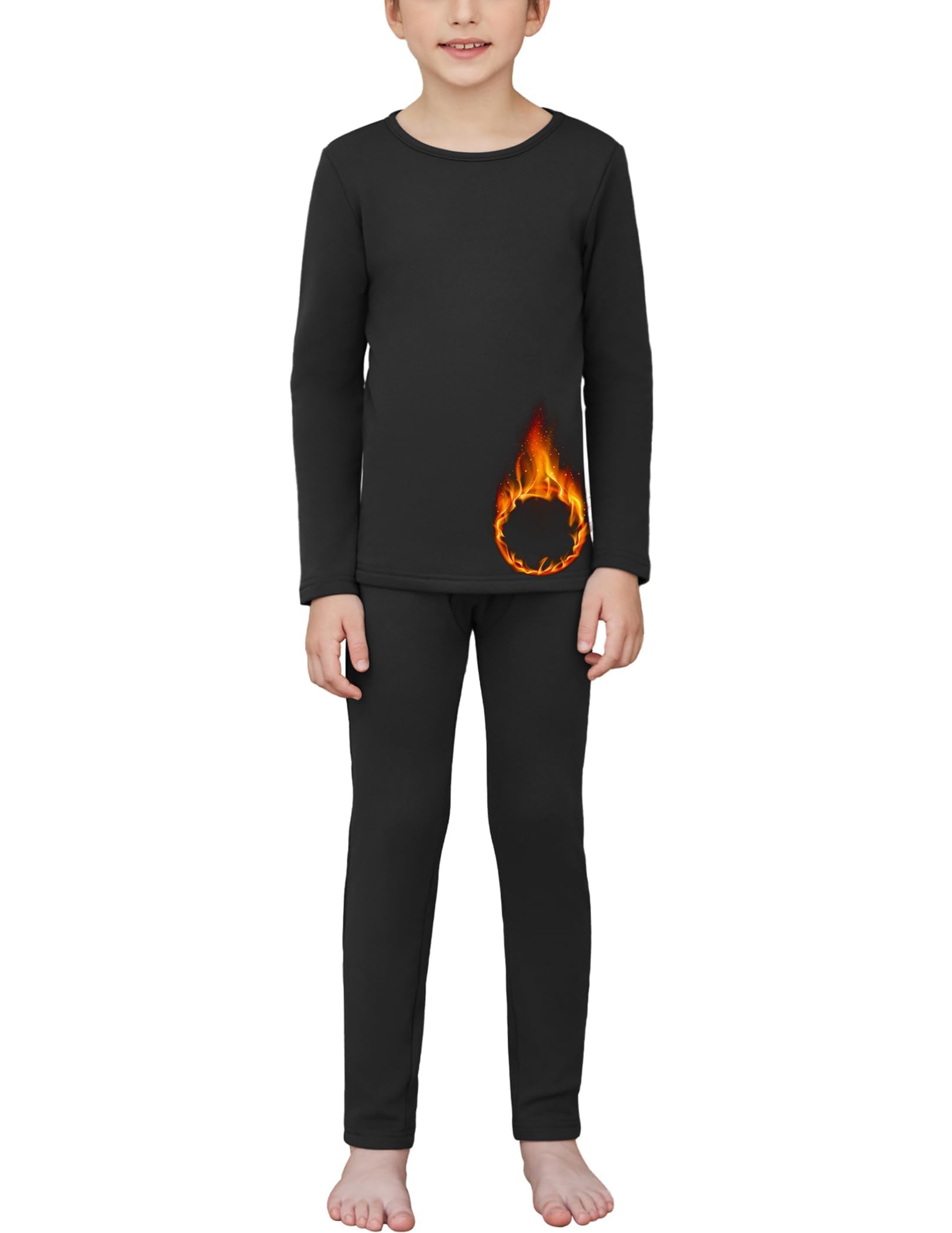 Arshiner Thermounterwäsche Set Kinder Jungen Funktionsunterwäsche Skiunterwäsche Winter Warm Thermo Unterwäsche für Ski Fussball Sport Junge Thermo Unterwäsche Set Long 5-12 Jahre