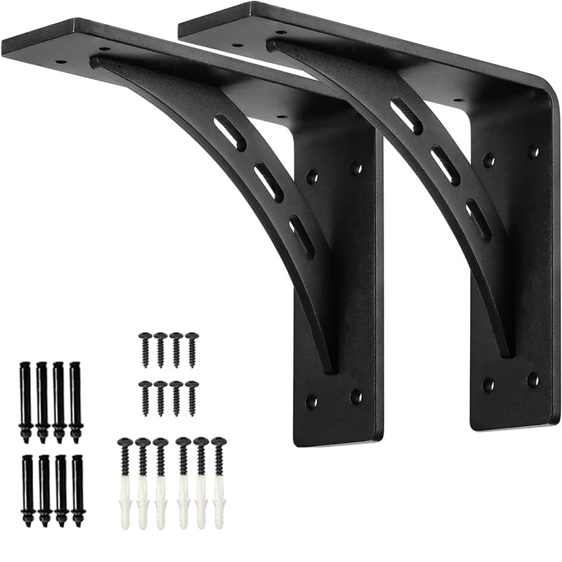 Azonee Countertop Support Brackets, 2Pcs Heavy Duty L Shelf Bracket Wall Mounted Support for DIY Open Shelving Blind Shelf Support Premium Alloy Metal Mantel Brackets, Max Load 1100 Lbs, 7 x 6 inch