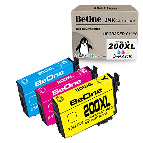 BeOne Remanufactured Ink Cartridge Replacement for Epson 200 XL 200XL T200 T200XL 3-Pack to Use with Workforce WF-2540 WF-2530 WF-2520 Expression Home XP-200 XP-410 XP-310 XP-400 XP-300 (1C 1M 1Y)
